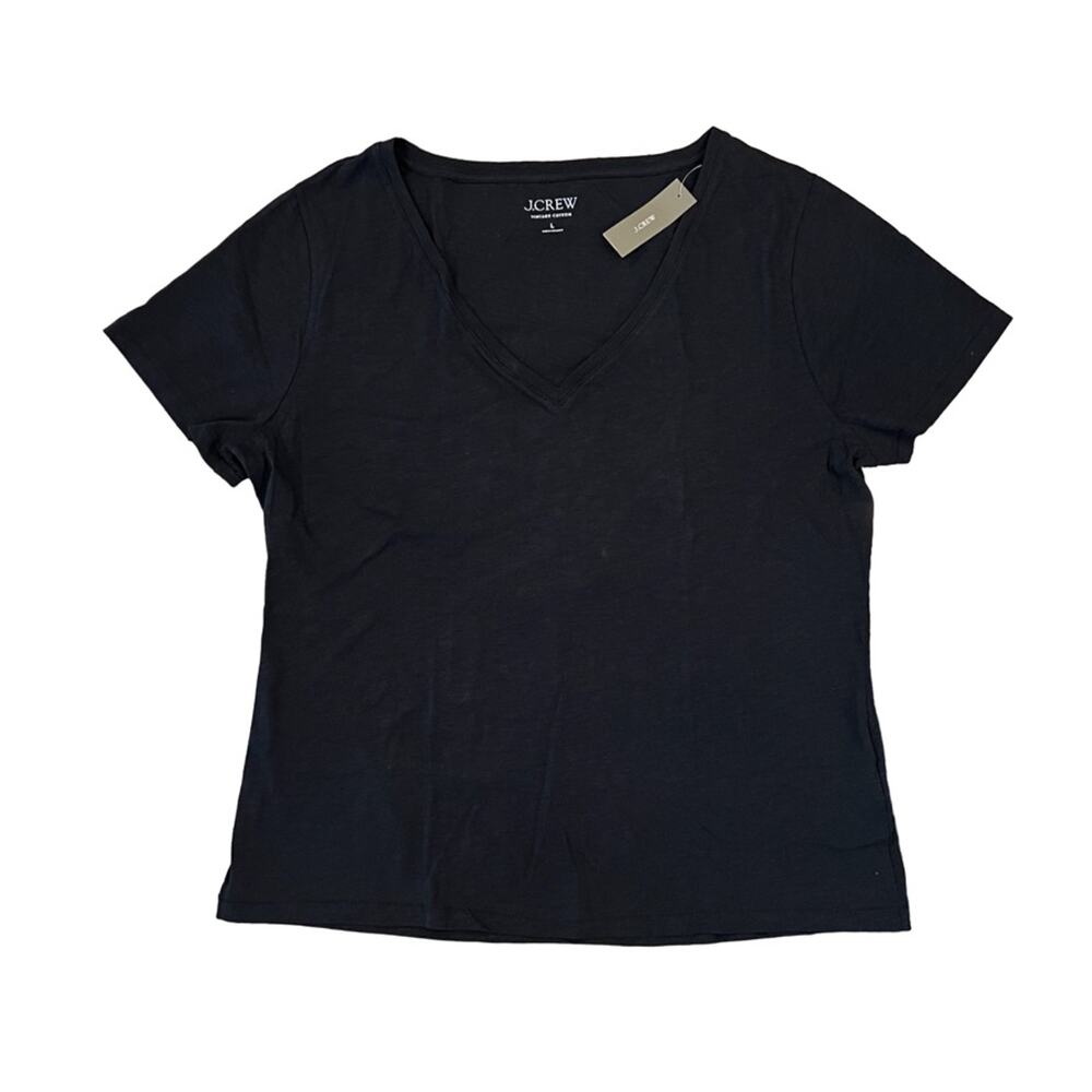 NWT J. Crew Black Vintage Cotton V-Neck T-Shirt - SIZE M
